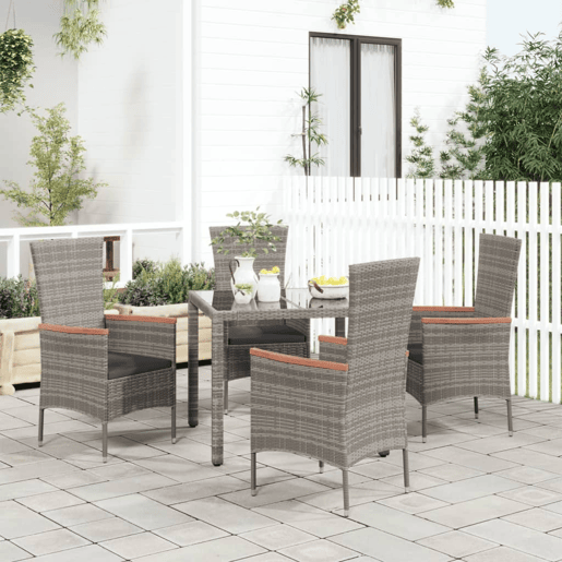 Cadeiras de jardim - Cadeiras de exterior c almofadões 4 pcs vime PE cinzento