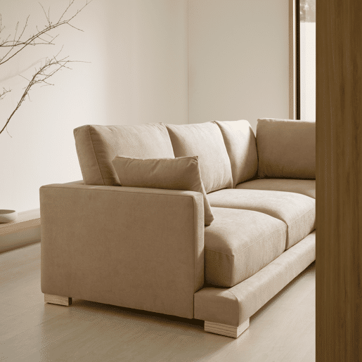 Sofá chaise longue Nordic Grand Class bege, lado direito