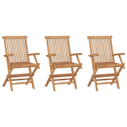 Cadeiras de jardim - Cadeiras de exterior dobráveis 3 pcs madeira de teca maciça