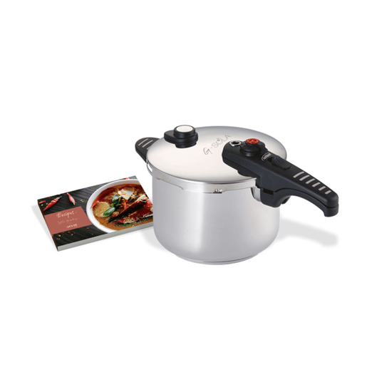 G-SOLA Panela de pressão 6u202FL u2013 Aço inoxidável 1810, tripla segurança, níveis rápido e super rápido, compatível com indução e lava-louças, inclui livro de receitas David de Jorge G-SOLA Panela de pressão 6u202FL u2013 Aço inoxidável 1810, tripla segurança, níveis rápido e super rápido, compatível com indução e lava-louças, inclui livro de receitas David de Jorge