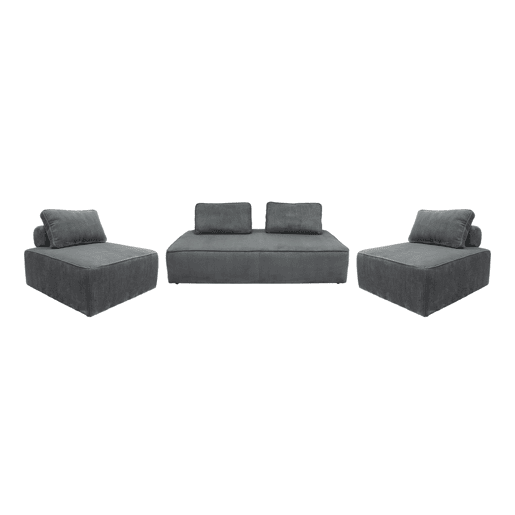 Sofá modular em tecido veludo cotelê de 4 lugares, Lao, Cinza escuro, 180x90x78 cm