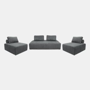 Sofá modular em tecido veludo cotelê de 4 lugares, Lao, Cinza escuro, 180x90x78 cm