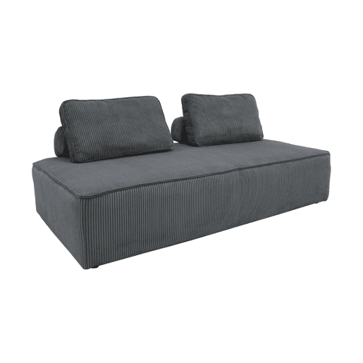 Sofá modular em tecido veludo cotelê de 4 lugares, Lao, Cinza escuro, 180x90x78 cm