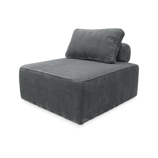Sofá modular em tecido veludo cotelê de 4 lugares, Lao, Cinza escuro, 180x90x78 cm