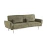 Sofá-cama em madeira de eucalipto, metal e veludo cotelê de 2-3 lugares, Oskar veludo cotelê, Verde caqui, 206.5x84x85 cm