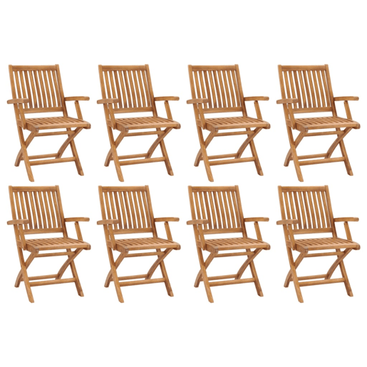 Cadeiras de jardim - Cadeiras de exterior dobráveis 8 pcs madeira de teca maciça
