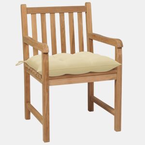 Cadeiras de jardim - Cadeiras de exterior c almofadões branco nata 4 pcs teca maciça