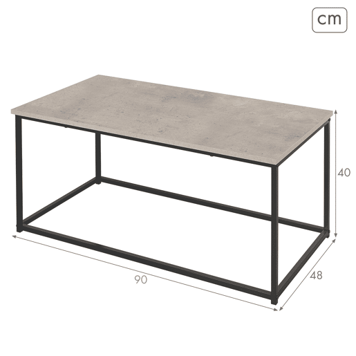 Max Home Mesa de centro efeito cimento 90x48x40 cm