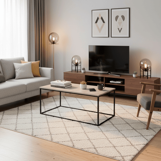 Max Home Mesa de centro efeito cimento 90x48x40 cm