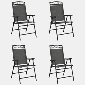 Cadeiras de jardim - Cadeiras de exterior dobráveis 4 pcs açotextilene cinza mesclado