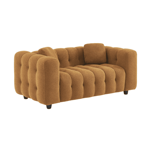 Sofá estofado em tecido boucle texturado de 2 lugares, Leon boucle, Mostarda, 168.5x99x71 cm