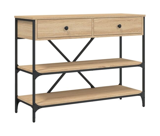 Mesa consola cajones estantes madera de ingeniería roble sonoma