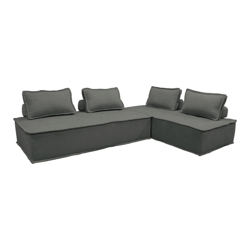 Sofá modular em tecido estofado de 4 lugares, Dao, Cinza escuro, 180x90x78 cm