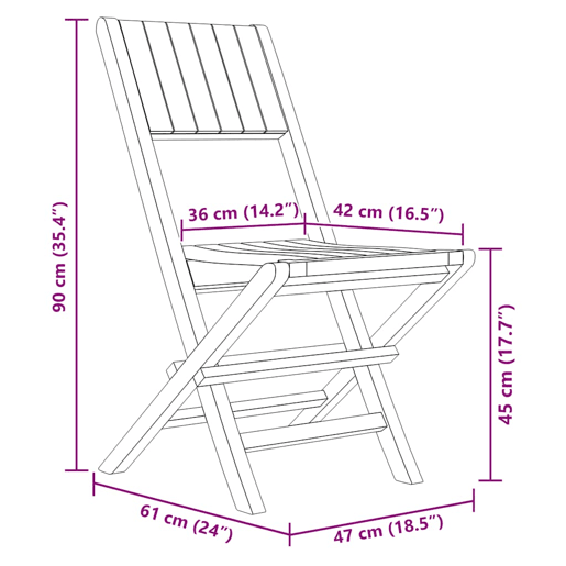 Cadeiras de jardim - Cadeiras de exterior dobráveis 4 pcs 47x61x90 cm teca maciça