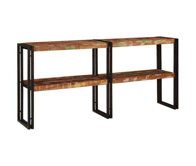 Mesa consola con estante multicolor madera maciza reciclada