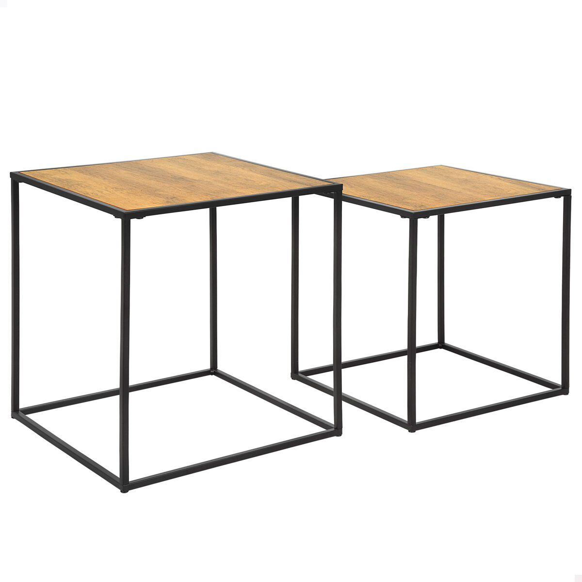 Max Home Set 2 mesas auxiliares metal y madera 37x37