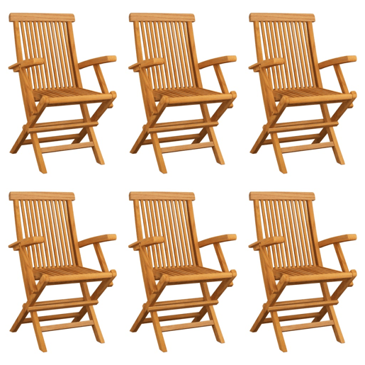 Cadeiras de jardim - Cadeiras de exterior dobráveis 6 pcs madeira de teca maciça