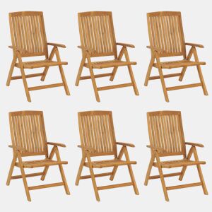 Cadeiras de jardim - Cadeiras de exterior reclináveis 6 pcs madeira de teca maciça
