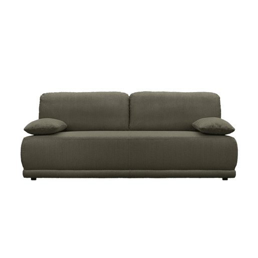 Sofá-cama conversível em veludo canelado de 3 lugares, Nelson, Verde caqui, 192x100x81 cm