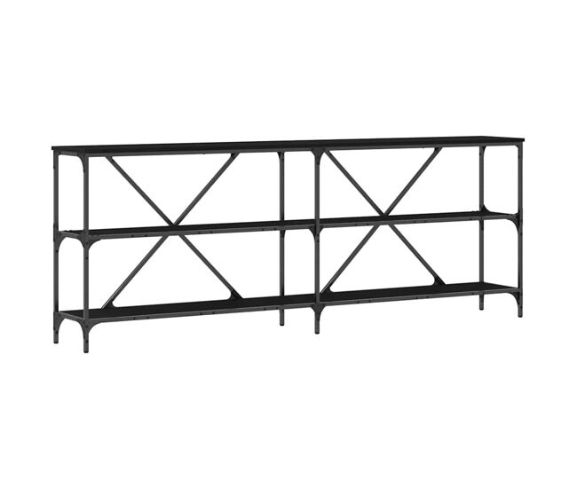 Mesa consola con estante otro roble negro 180 x 30 x 75 cm