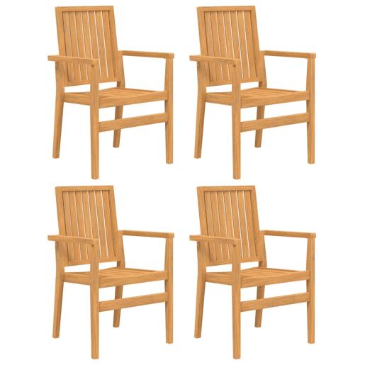 Cadeiras de jardim - Cadeiras de exterior empilháveis 4 pcs 56,5x57,5x91cm teca maciça