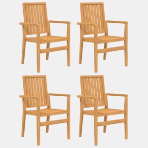 Cadeiras de jardim - Cadeiras de exterior empilháveis 4 pcs 56,5x57,5x91cm teca maciça