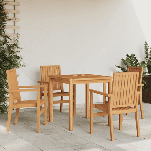 Cadeiras de jardim - Cadeiras de exterior empilháveis 4 pcs 56,5x57,5x91cm teca maciça
