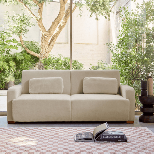 Sofá-cama conversível de 3 lugares, Dany, Beige, 211x92x85 cm