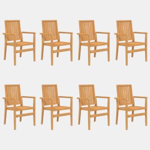 Cadeiras de jardim - Cadeiras de exterior empilháveis 8 pcs 56,5x57,5x91cm teca maciça