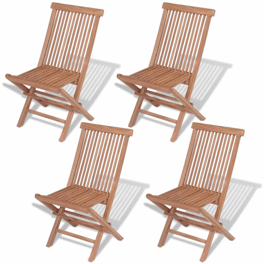 Cadeiras de jardim - Cadeiras de exterior dobráveis 4 pcs madeira teca maciça