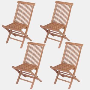 Cadeiras de jardim - Cadeiras de exterior dobráveis 4 pcs madeira teca maciça