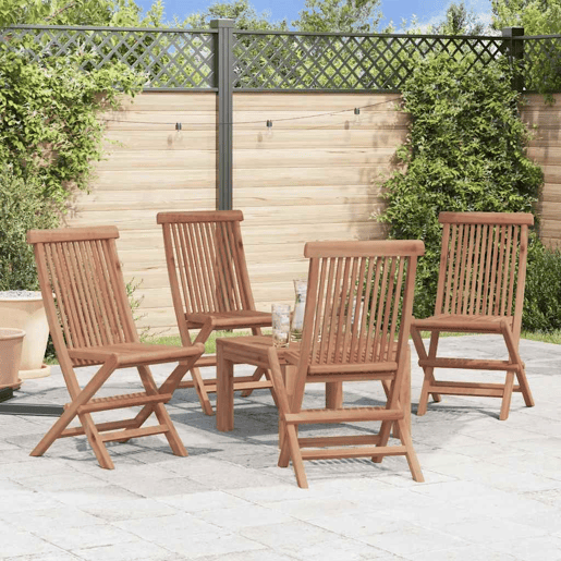 Cadeiras de jardim - Cadeiras de exterior dobráveis 4 pcs madeira teca maciça