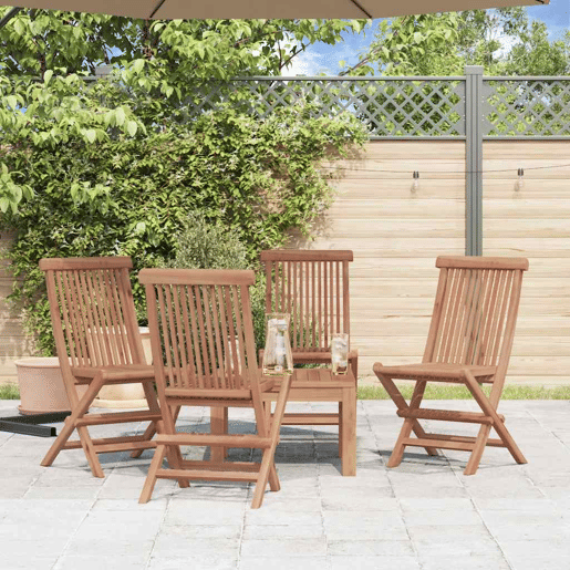 Cadeiras de jardim - Cadeiras de exterior dobráveis 4 pcs madeira teca maciça