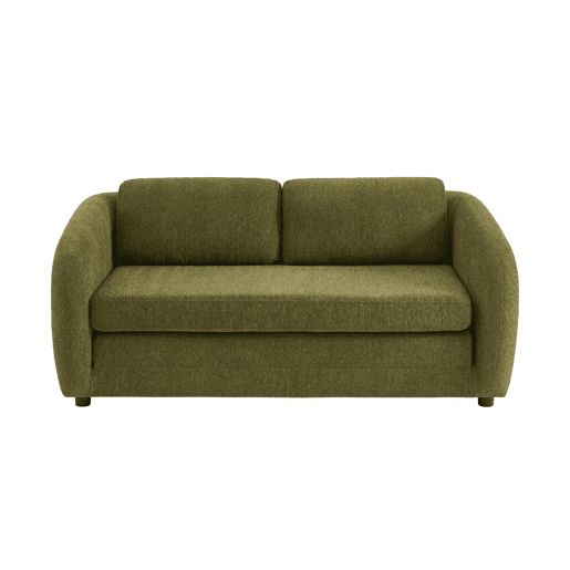 Sofá-cama conversível tecido chenille, 2 lugares, Twist, Verde caqui, 170x95x76 cm