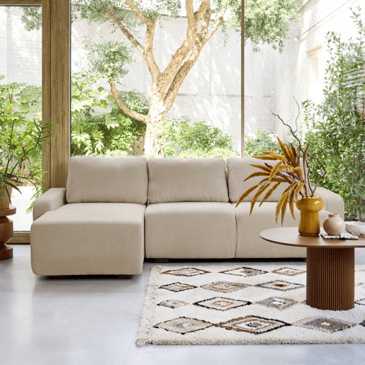 Sofá de canto esquerdo de 3 lugares , Dany, Beige, 260x139x87 cm
