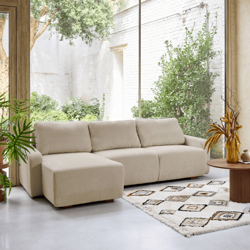 Sofá de canto esquerdo de 3 lugares , Dany, Beige, 260x139x87 cm