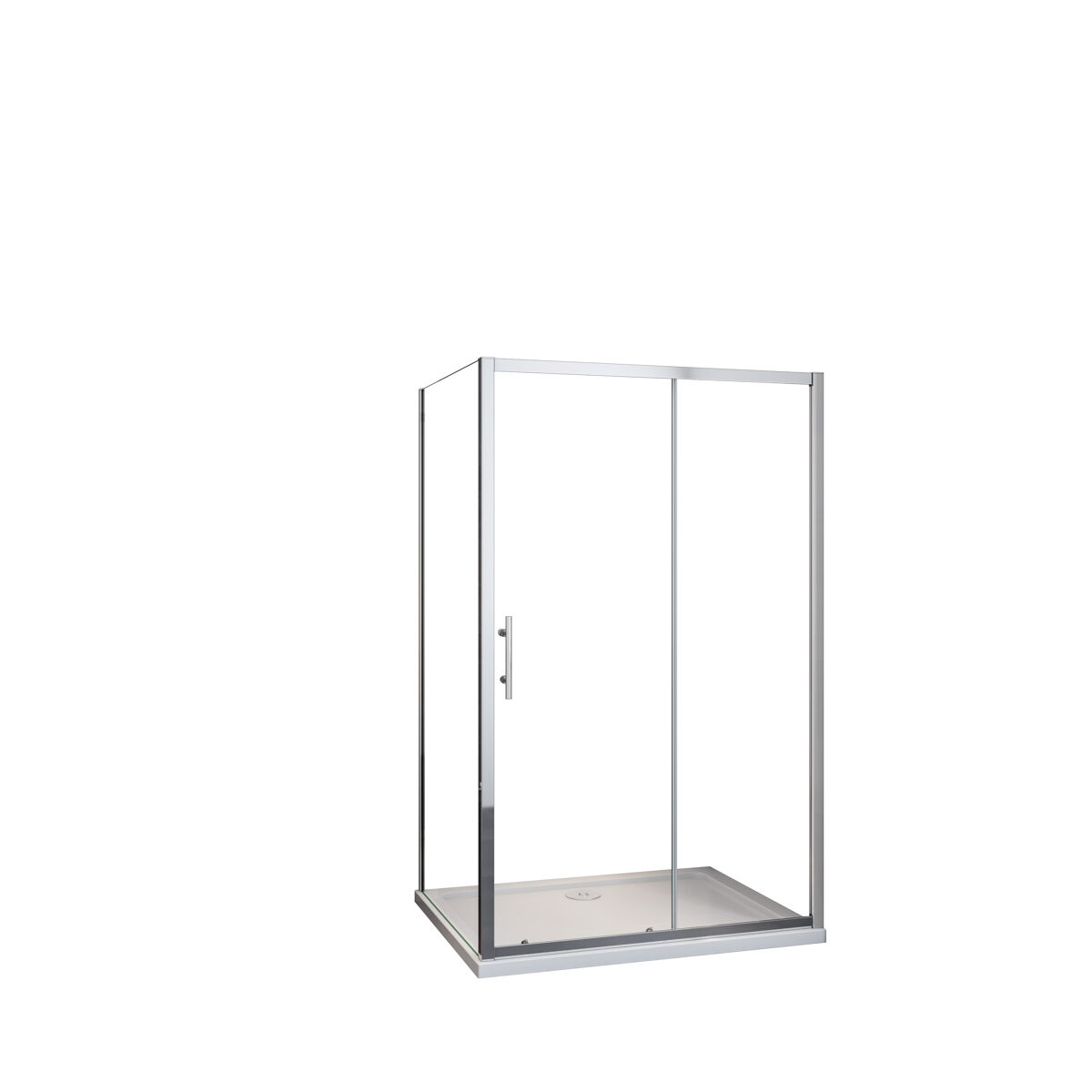 Mampara de ducha corredera+panel lateral,vidrio templado