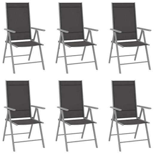 Cadeiras de jardim - Cadeiras de exterior dobráveis 6 pcs textilene preto