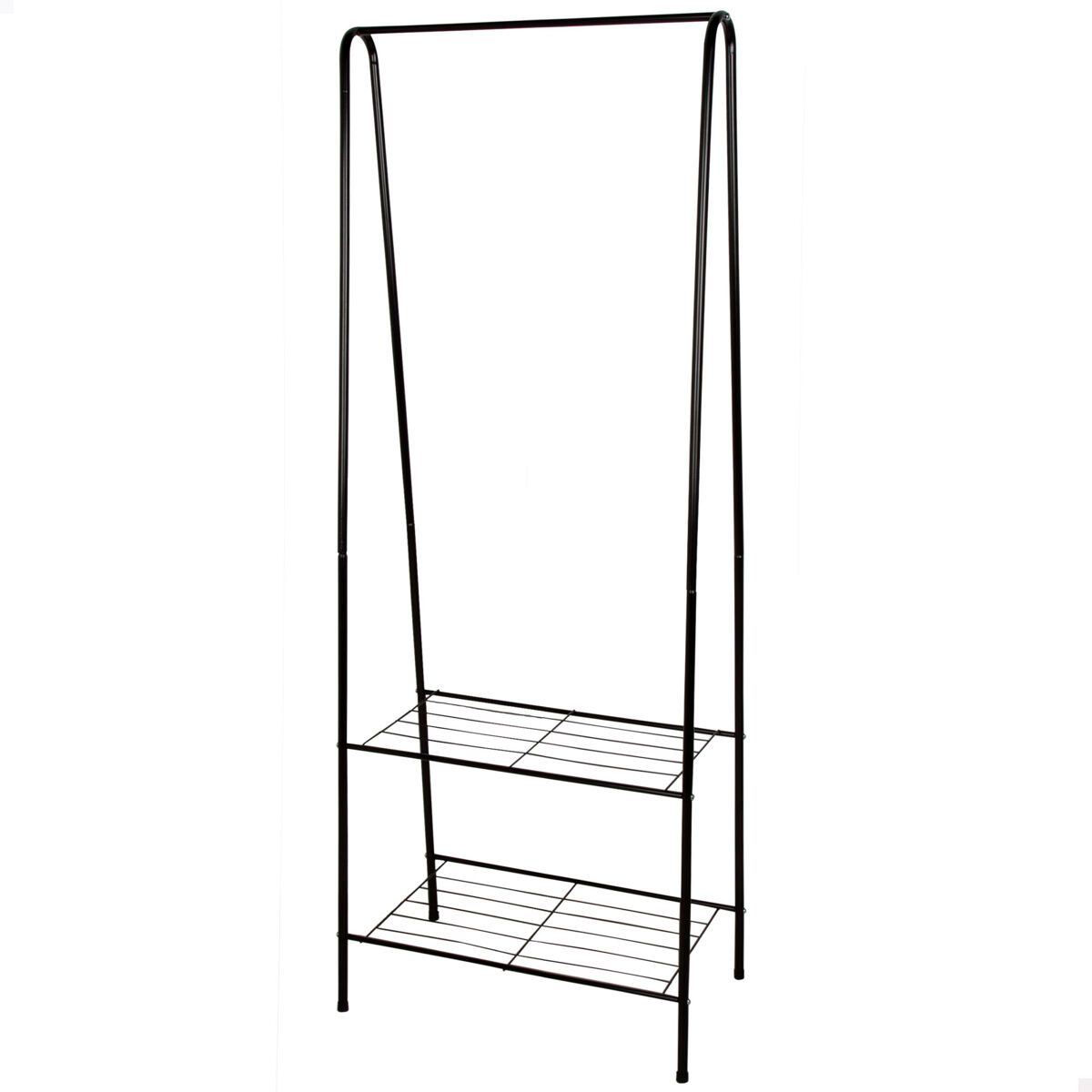 Max Home Burro ropa fijo metálico con dos estantes de rejilla