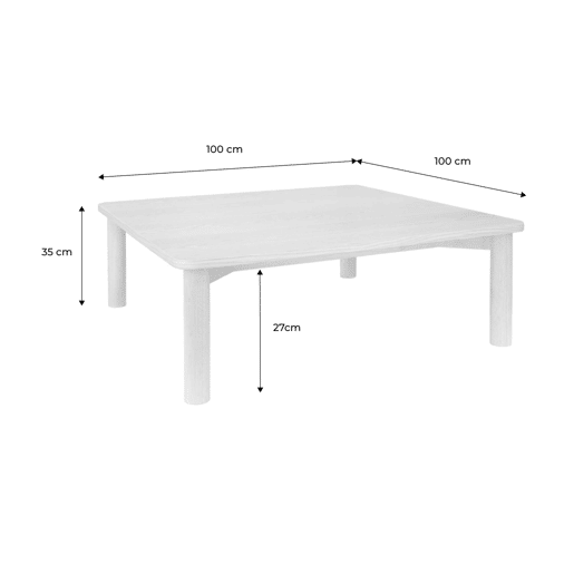 Mesa de centro quadrada madeira de seringueira folheado carvalho, Solene, Natural, 180x100x74.5 cm