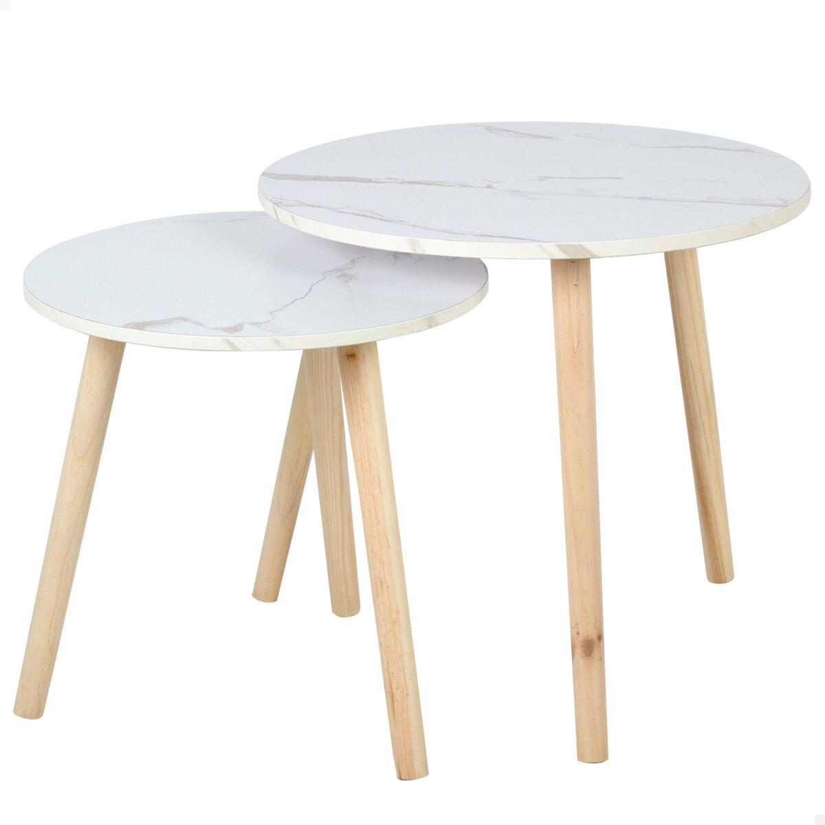 Max home set 2 mesas auxiliares redondas efecto mármol d39x39 cm y d48x45 cm