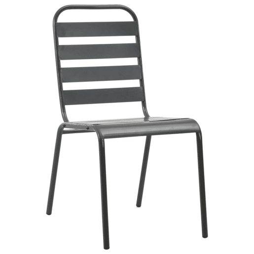 Cadeiras de jardim - Cadeiras de exterior design ripado 4 pcs aço cinzento-escuro