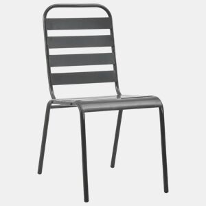 Cadeiras de jardim - Cadeiras de exterior design ripado 4 pcs aço cinzento-escuro