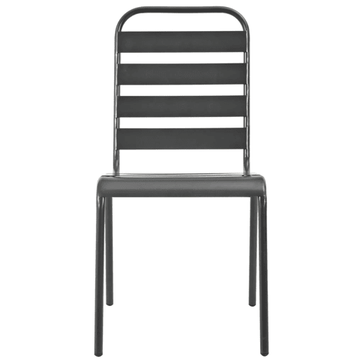 Cadeiras de jardim - Cadeiras de exterior design ripado 4 pcs aço cinzento-escuro