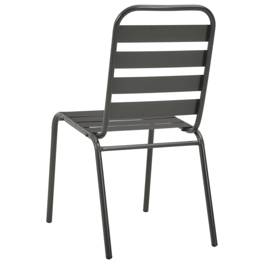 Cadeiras de jardim - Cadeiras de exterior design ripado 4 pcs aço cinzento-escuro