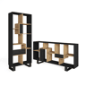 Estante, prateleira , 67x31x174cm, Design industrial, Preto e Carvalho
