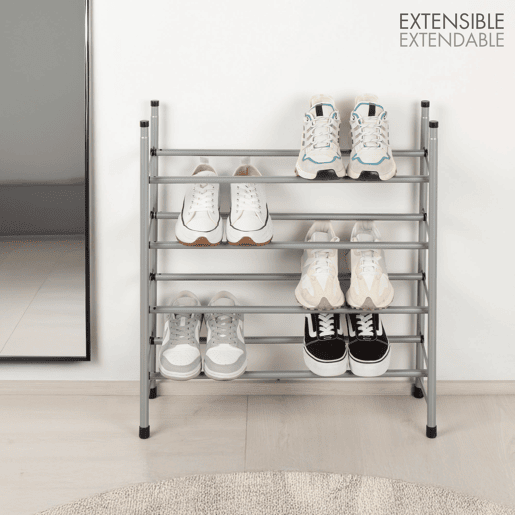 Sapateira de metal Max Home de 4 níveis 62-112x22x67 cm com barras extensíveis