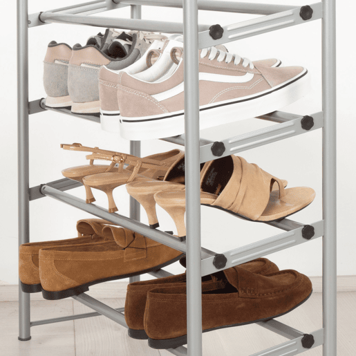 Sapateira de metal Max Home de 4 níveis 62-112x22x67 cm com barras extensíveis