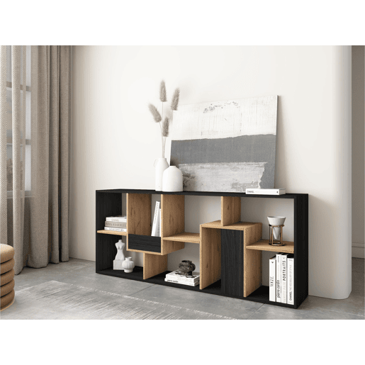 Estante, prateleira , 67x31x162cm, Sala de jantar, Preto e Carvalho Estante, prateleira , 67x31x162cm, Sala de jantar, Preto e Carvalho
