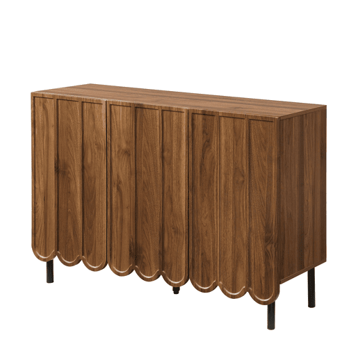Aparador moderno de madeira 120x35x80 cm - Portas onduladas, prateleiras ajustáveis - Nogueira